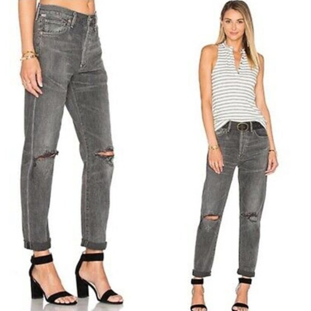 citizens of humanity liya high rise classic fit crop jeans - size 22